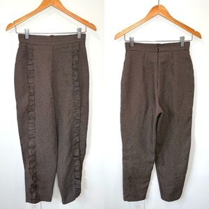 LOVE Plaid Brown Front Fringe High-Rise Women’s Pants (S)
